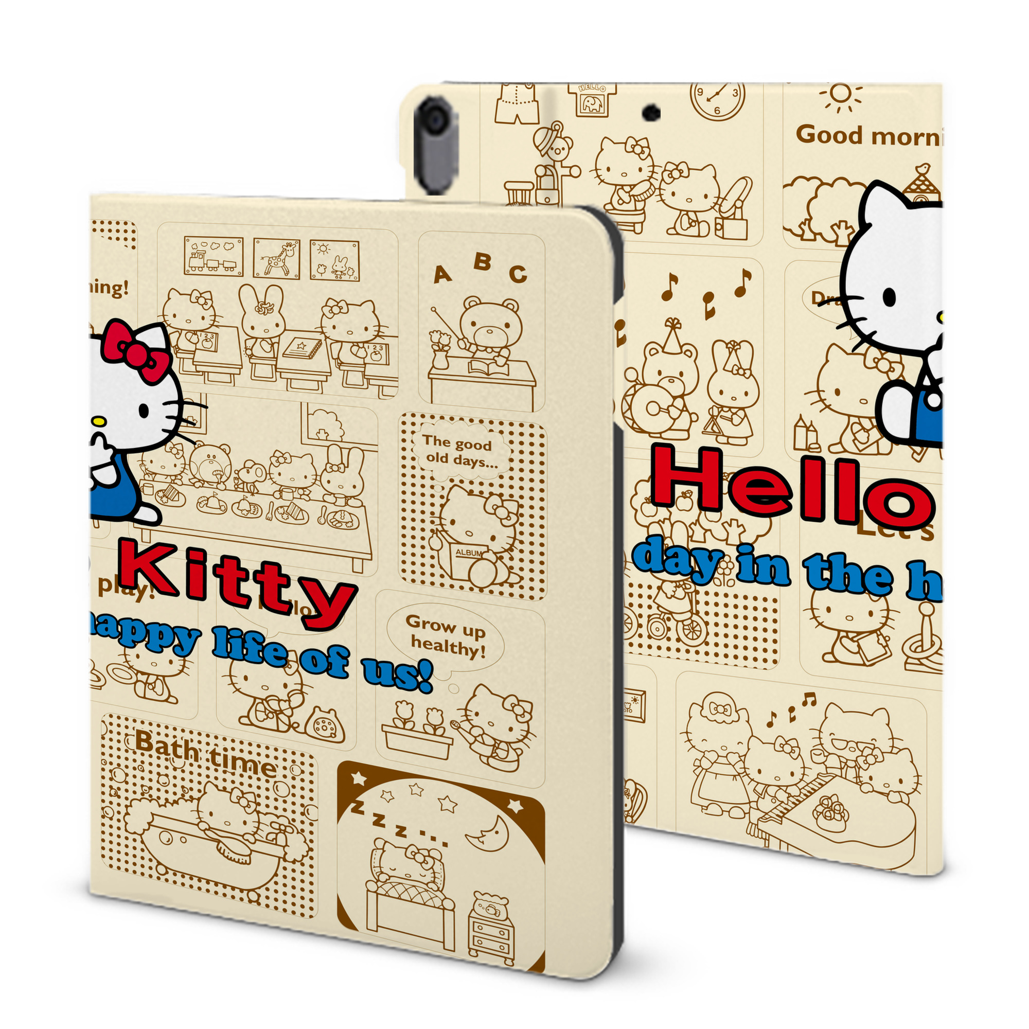 （画像用） Hello Kitty ハローキティ IPad ケース ブック型 PUレザー TPU 耐衝撃 軽量 薄型 ペン収納なし 全面保護 IPad 各モデル対応